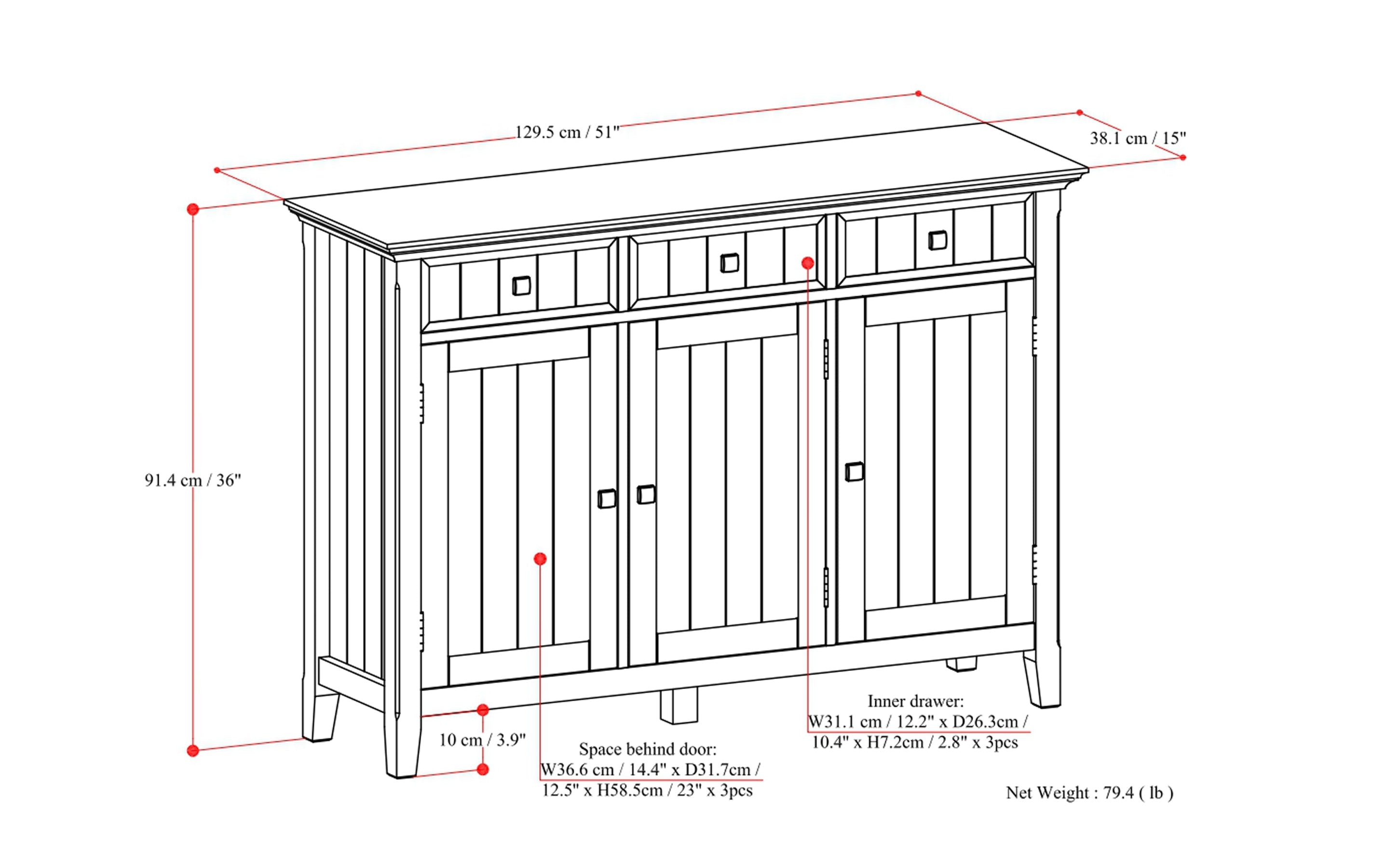 Acadian Wide Entryway Storage Cabinet