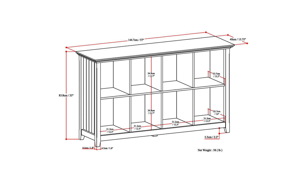 Brunette Brown | Acadian 8 Cube Storage / Sofa Table