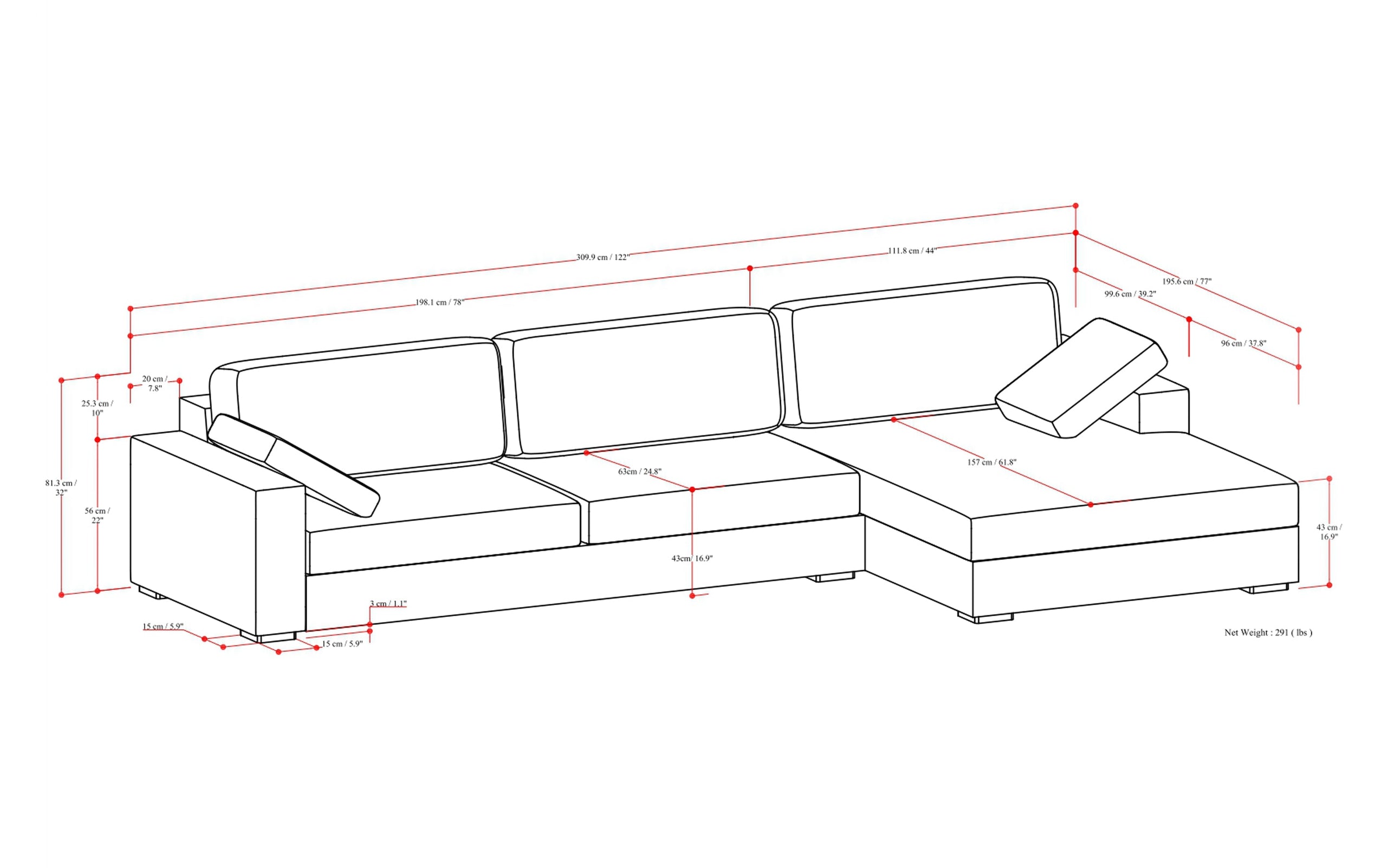 Pebble Grey Performance Fabric | Charlie Deep Seater Right Sectional