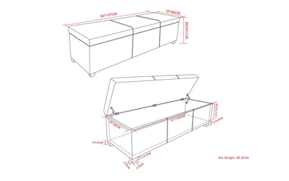 Slate Grey Linen Style Fabric | Avalon Extra Large Storage Ottoman Bench