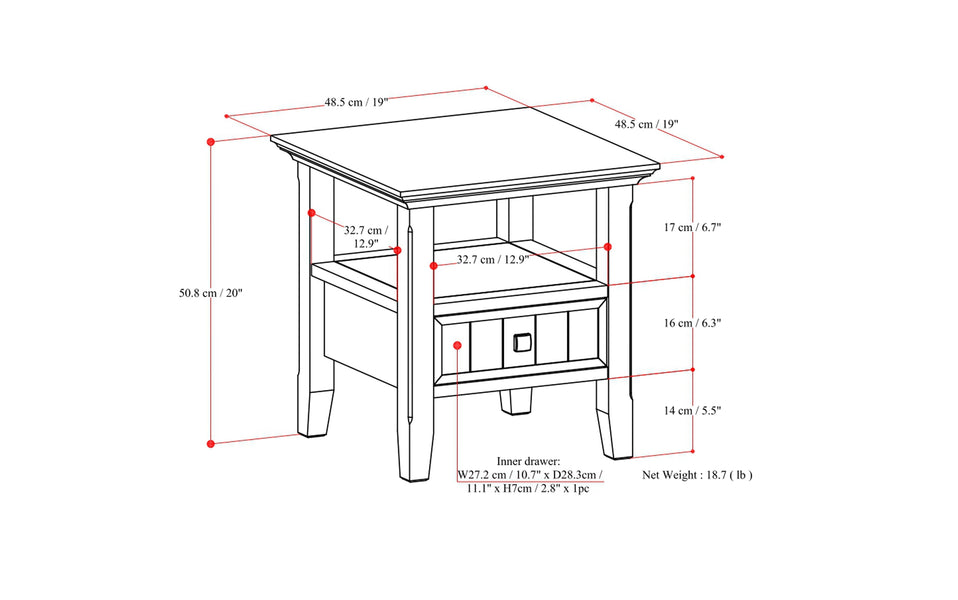 Acadian End Table with Drawer