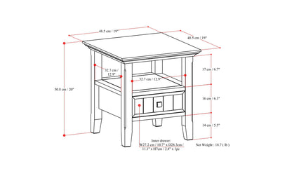 Brunette Brown | Acadian End Table with Drawer
