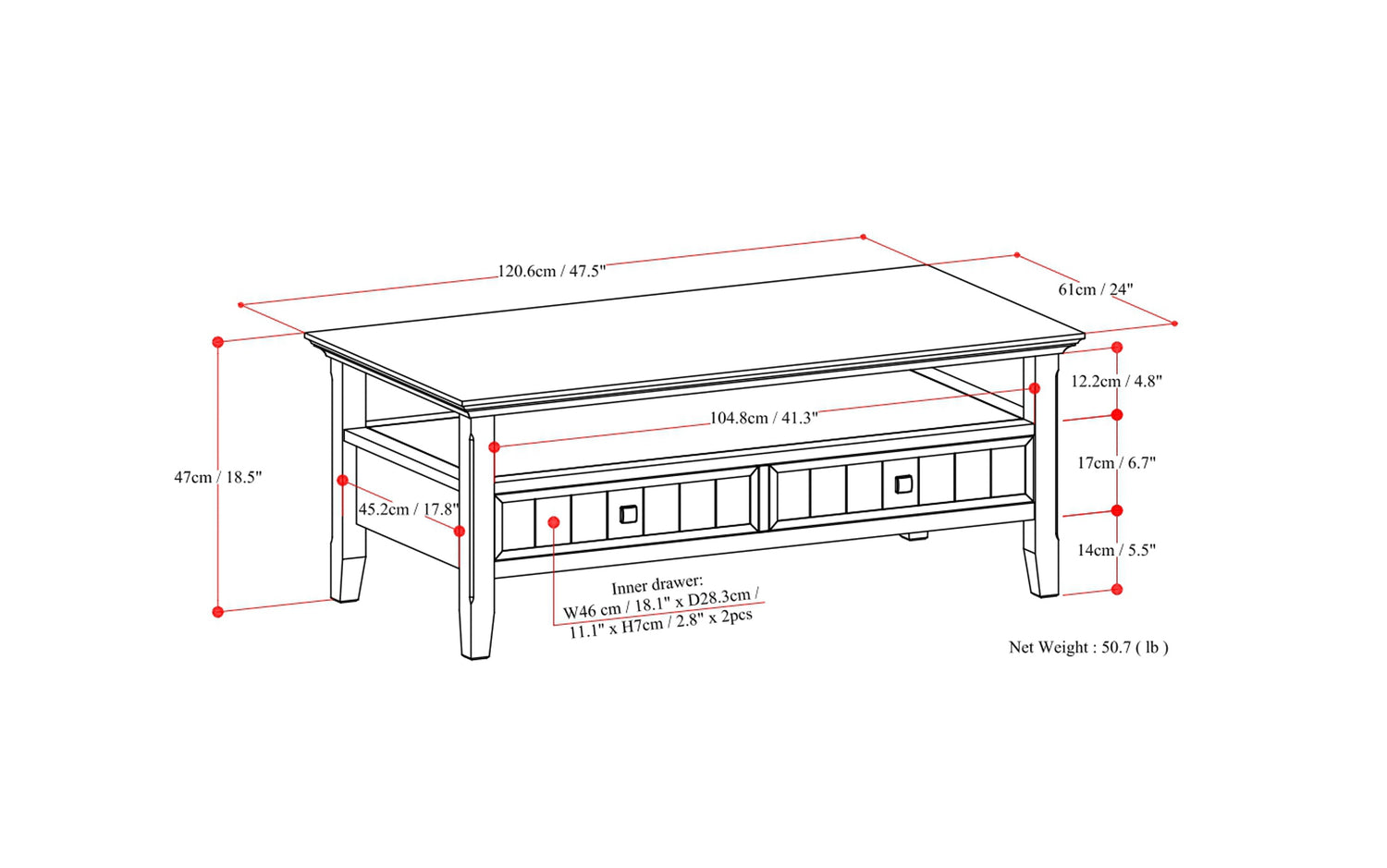 Acadian Coffee Table with Drawer