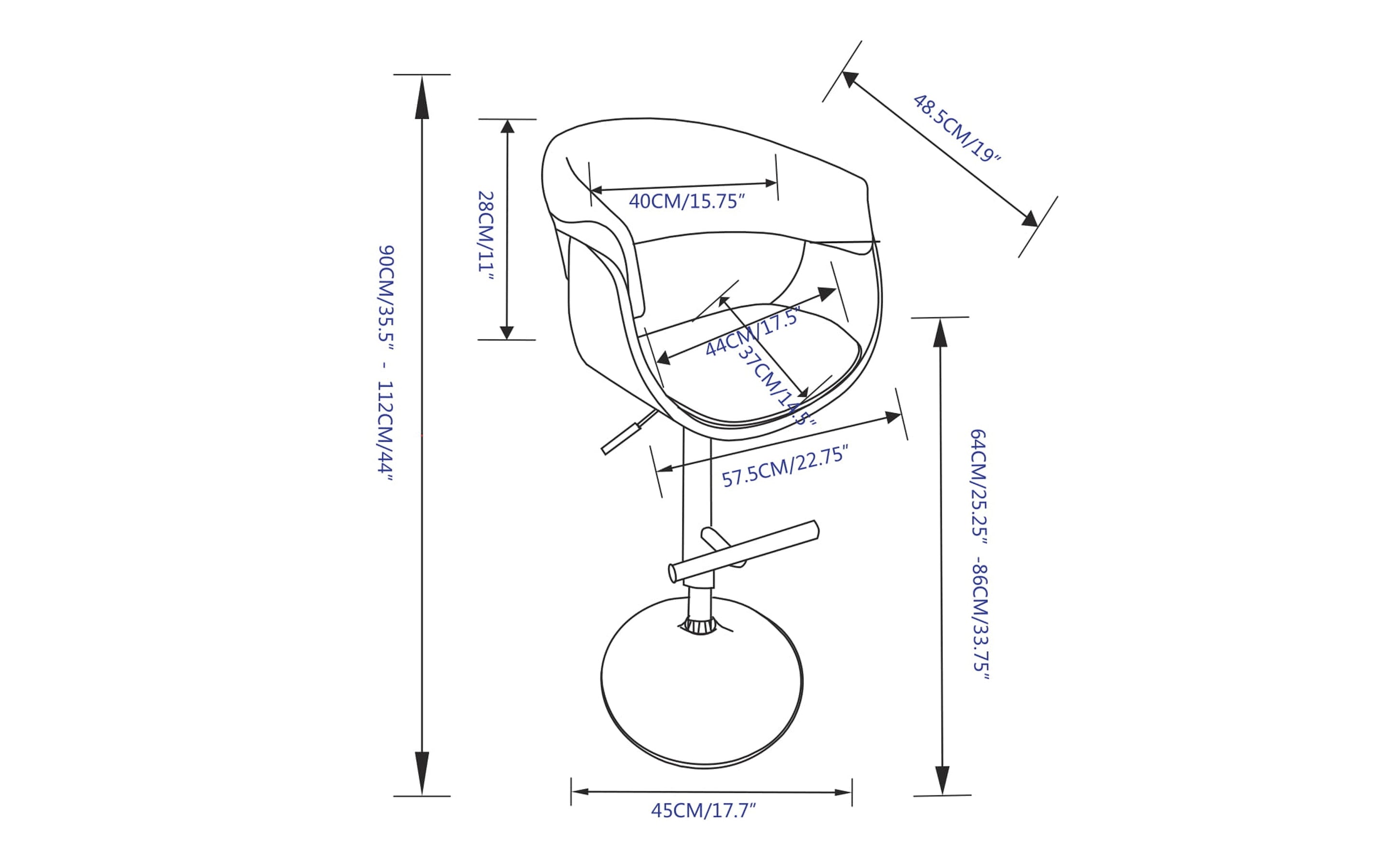 Denim Blue Linen Style Fabric | Sheldon Adjustable Swivel Bar Stool