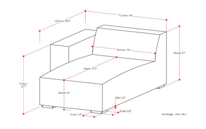 Pale Grey Performance Fabric | Rex Left Chaise Module in Performance Fabric