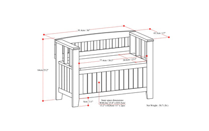 Brunette Brown | Acadian Small Entryway Storage Bench