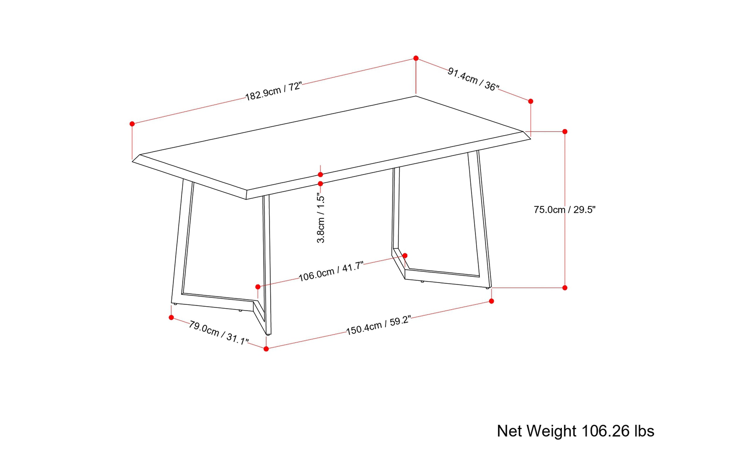 Light Brown | Watkins Dining Table with Inverted Metal Base