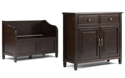 Dark Chestnut Brown | Connaught 42-inch Storage Bench and 40-inch Cabinet