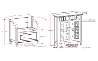 Chestnut Brown | Connaught 30-inch Storage Bench and 40-inch Cabinet