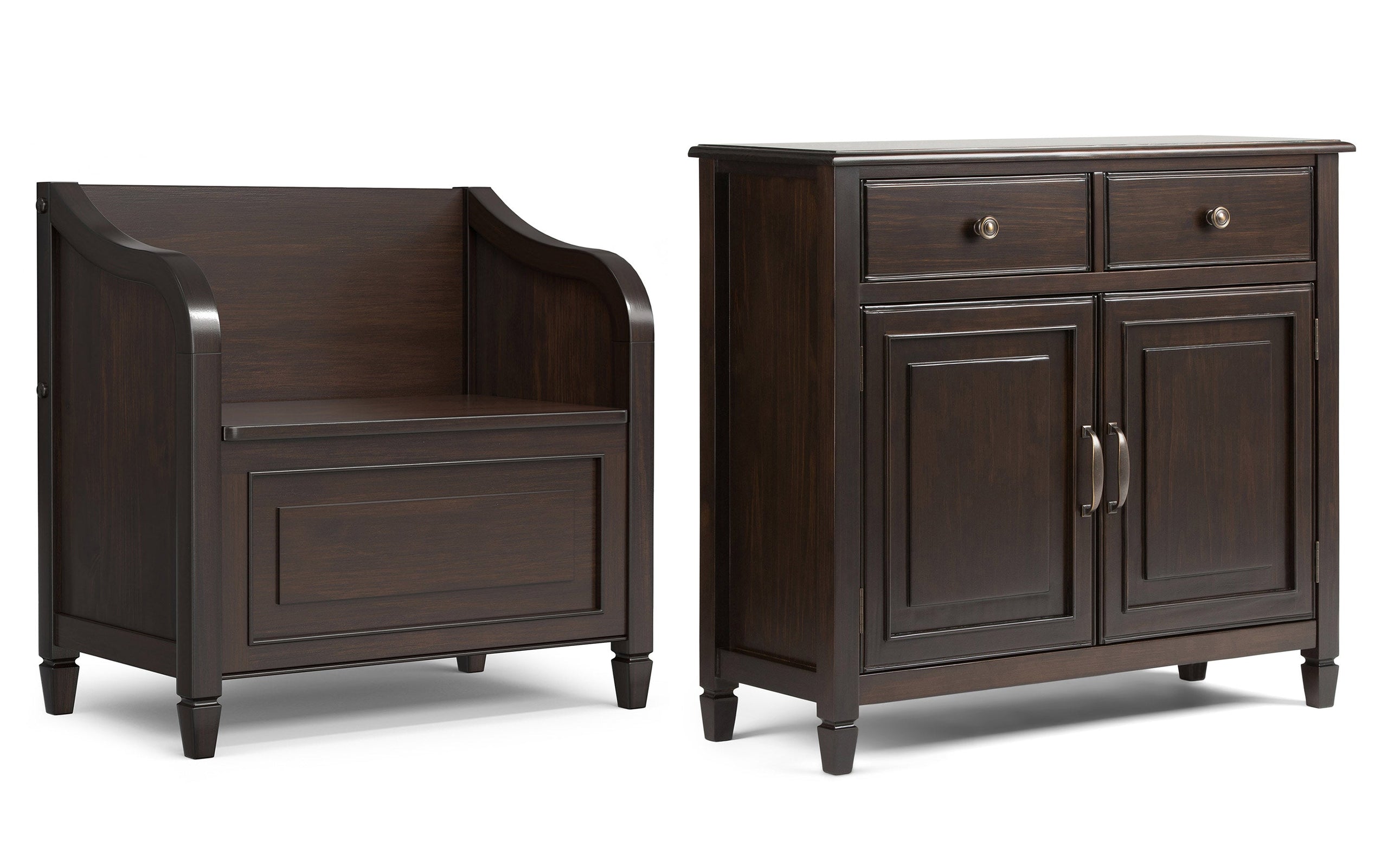Chestnut Brown | Connaught 30-inch Storage Bench and 40-inch Cabinet