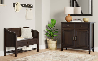 Chestnut Brown | Connaught 42-inch Storage Bench with Shelf and 40-inch Cabinet