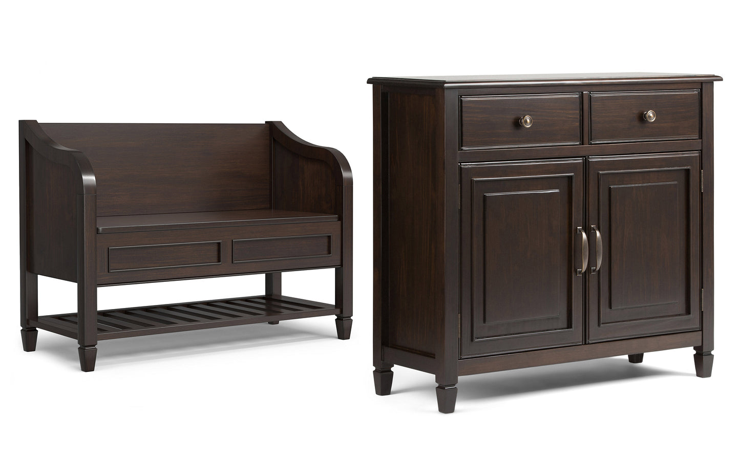 Chestnut Brown | Connaught 42-inch Storage Bench with Shelf and 40-inch Cabinet