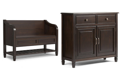 Chestnut Brown | Connaught 42-inch Storage Bench with Shelf and 40-inch Cabinet