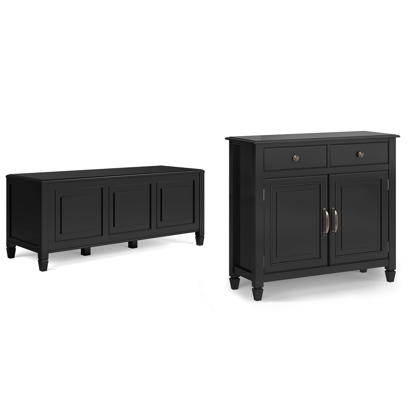 Black | Connaught 51-inch Storage Bench and 40-inch Cabinet