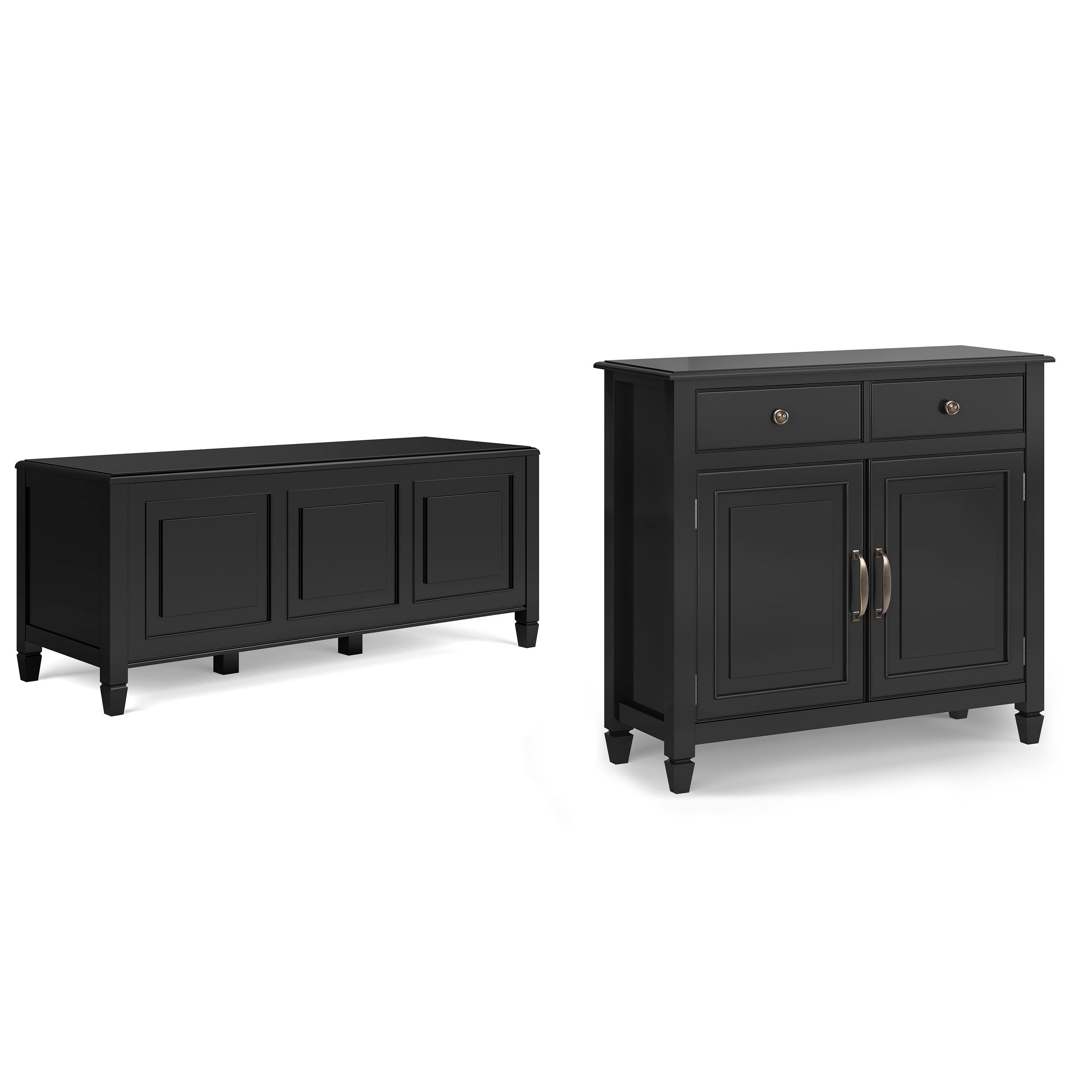 Black | Connaught 51-inch Storage Bench and 40-inch Cabinet