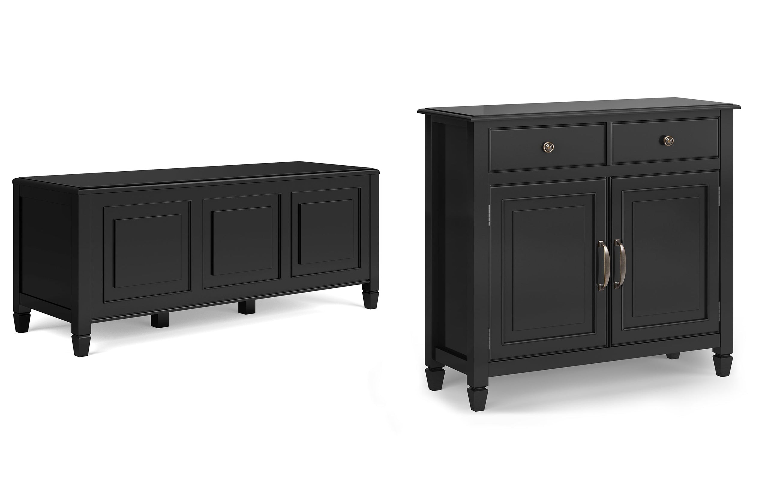 Black | Connaught 51-inch Storage Bench and 40-inch Cabinet