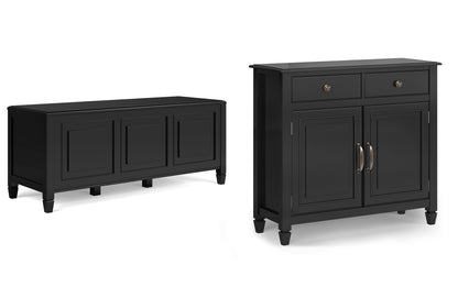 Black | Connaught 51-inch Storage Bench and 40-inch Cabinet