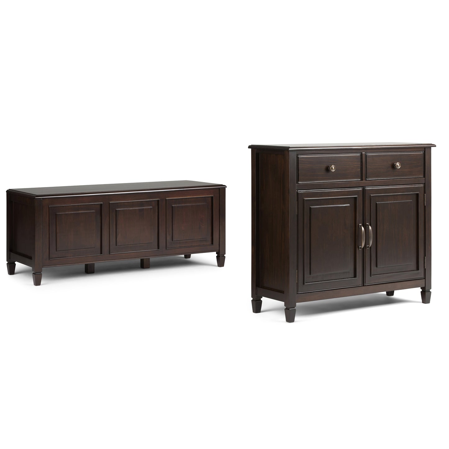 Dark Chestnut Brown | Connaught 51-inch Storage Bench and 40-inch Cabinet