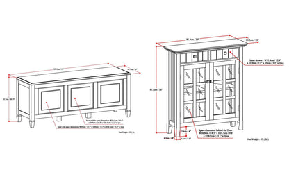 Dark Chestnut Brown | Connaught 51-inch Storage Bench and 40-inch Cabinet