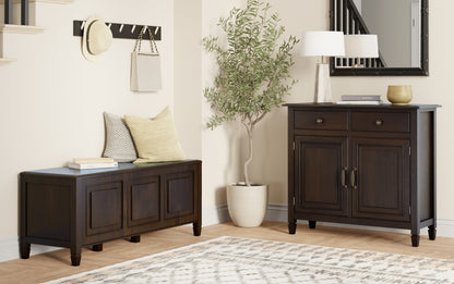 Dark Chestnut Brown | Connaught 51-inch Storage Bench and 40-inch Cabinet