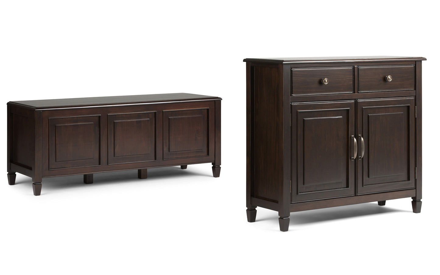Dark Chestnut Brown | Connaught 51-inch Storage Bench and 40-inch Cabinet