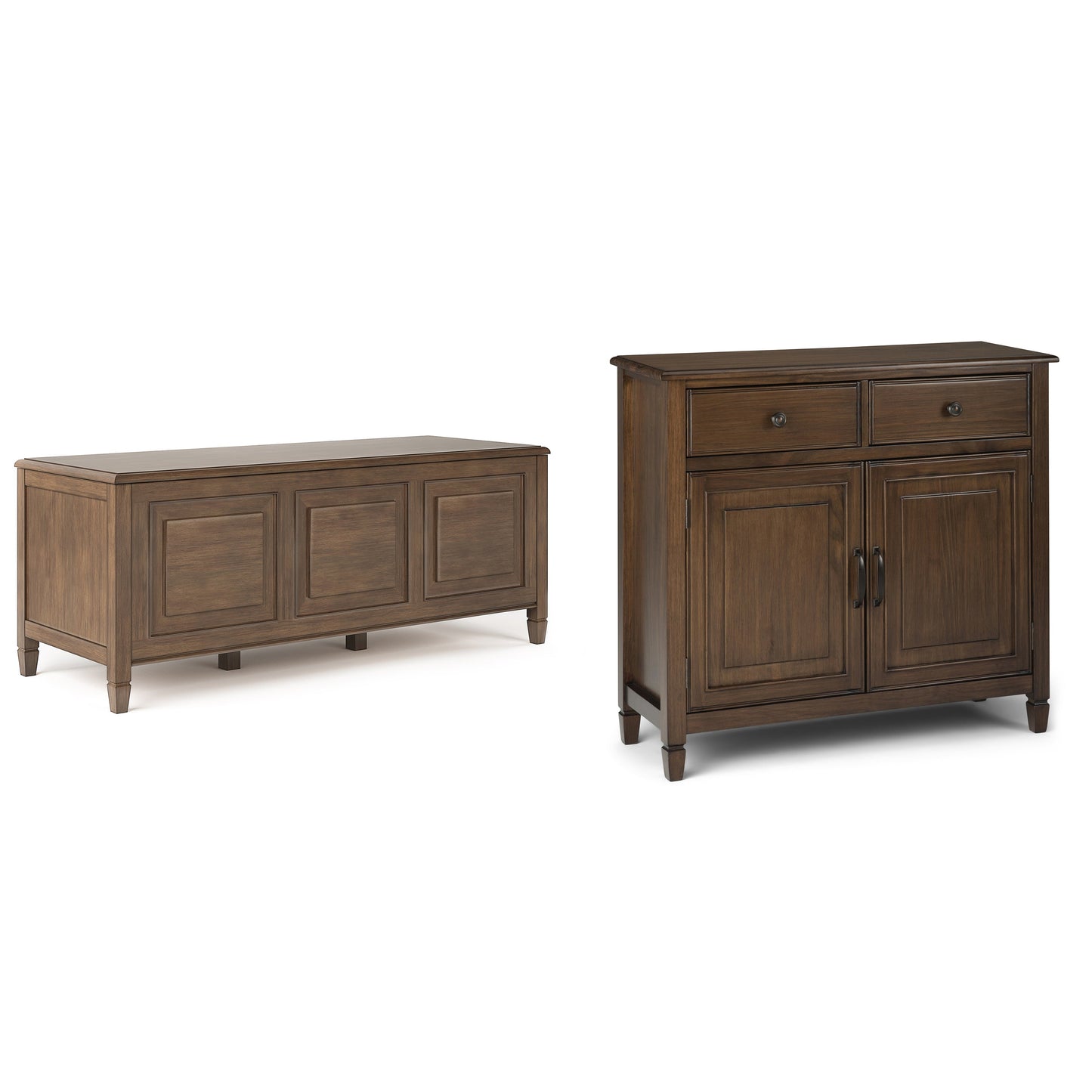 Natural Aged Brown | Connaught 51-inch Storage Bench and 40-inch Cabinet
