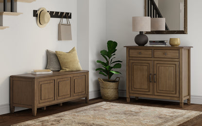Natural Aged Brown | Connaught 51-inch Storage Bench and 40-inch Cabinet