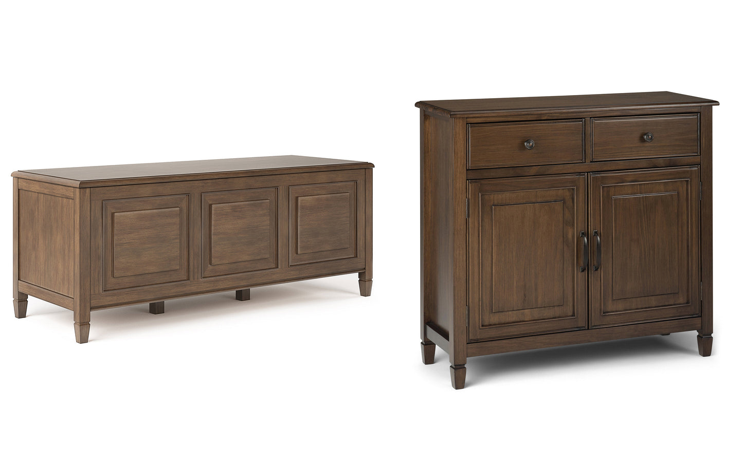 Natural Aged Brown | Connaught 51-inch Storage Bench and 40-inch Cabinet