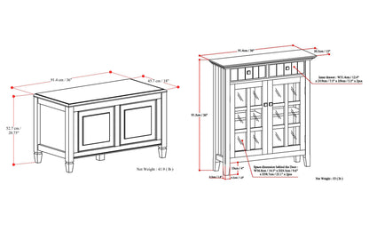 Chestnut Brown | Connaught 36-inch Storage Bench and 40-inch Cabinet