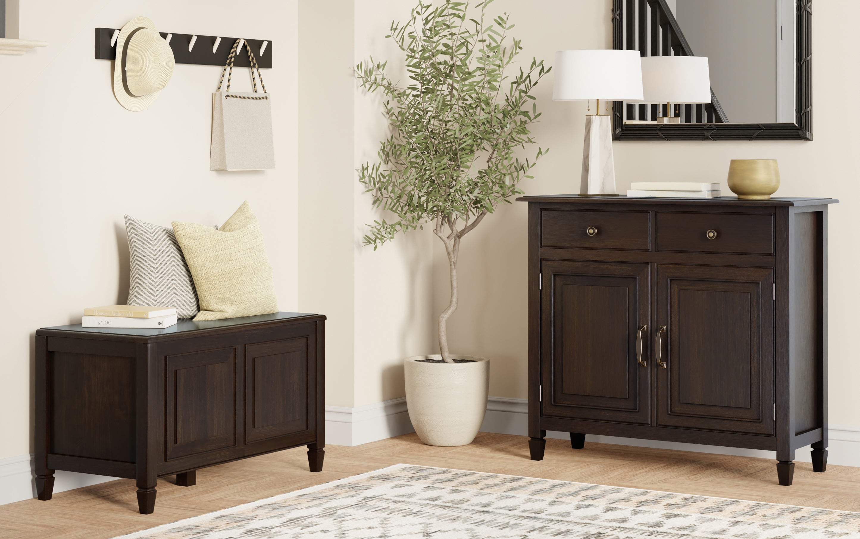 Connaught Solid Wood Small Storage Bench Trunk and Storage Cabinet