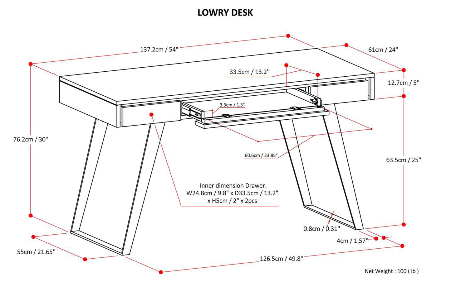Distressed Charcoal Brown Acacia | Lowry Desk