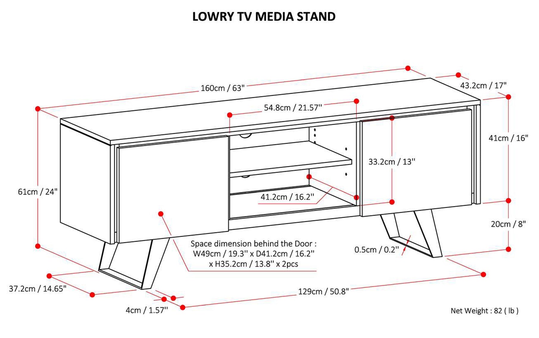 White | Lowry Solid Acacia Wood Wide TV Media Stand For TVs up to 70 Inches