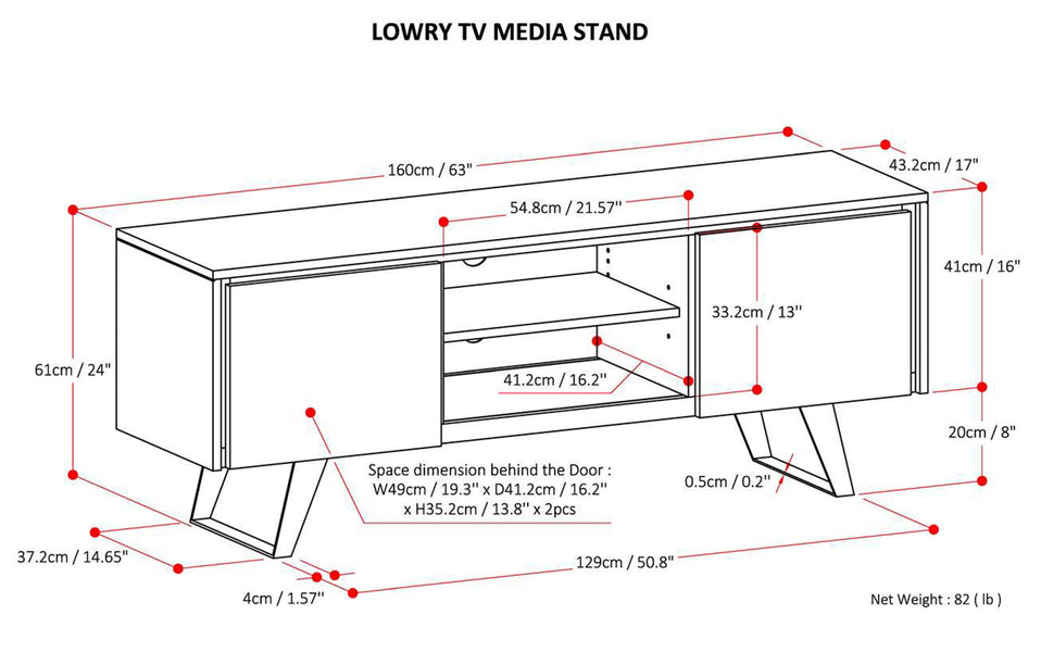 White | Lowry Solid Acacia Wood Wide TV Media Stand For TVs up to 70 Inches