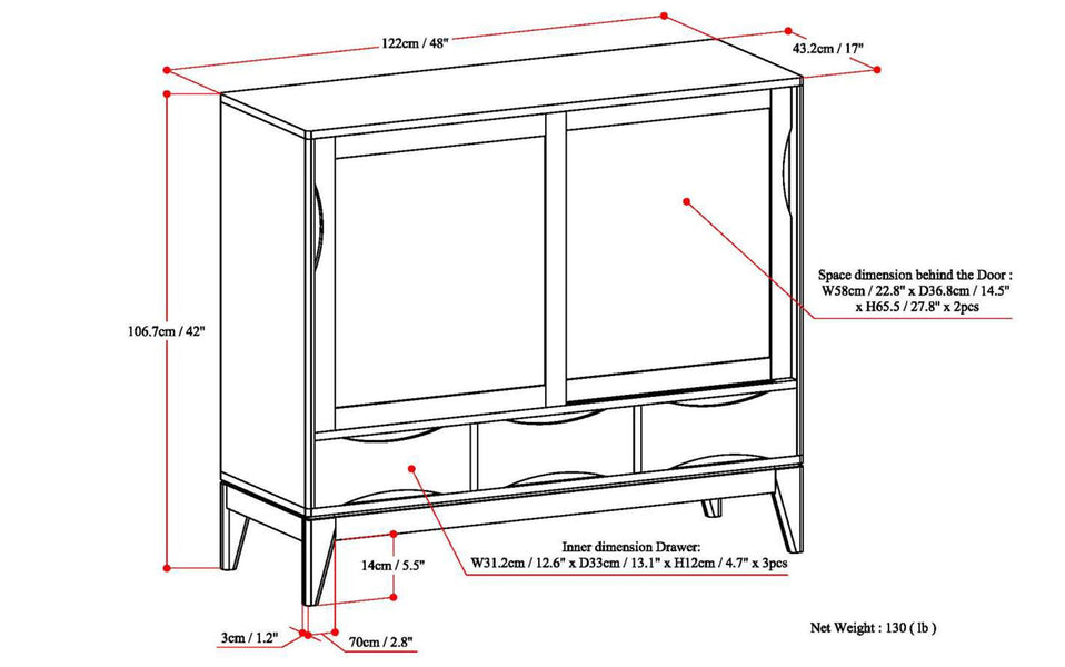 Teak Brown | Harper 48 inch Medium Storage Cabinet