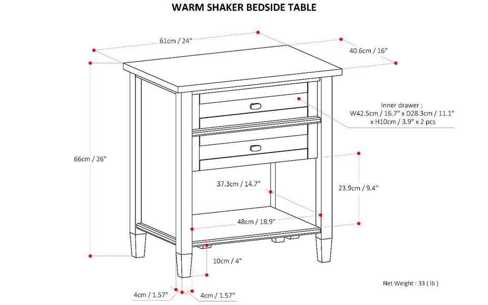 Fog Grey | Warm Shaker Bedside Table