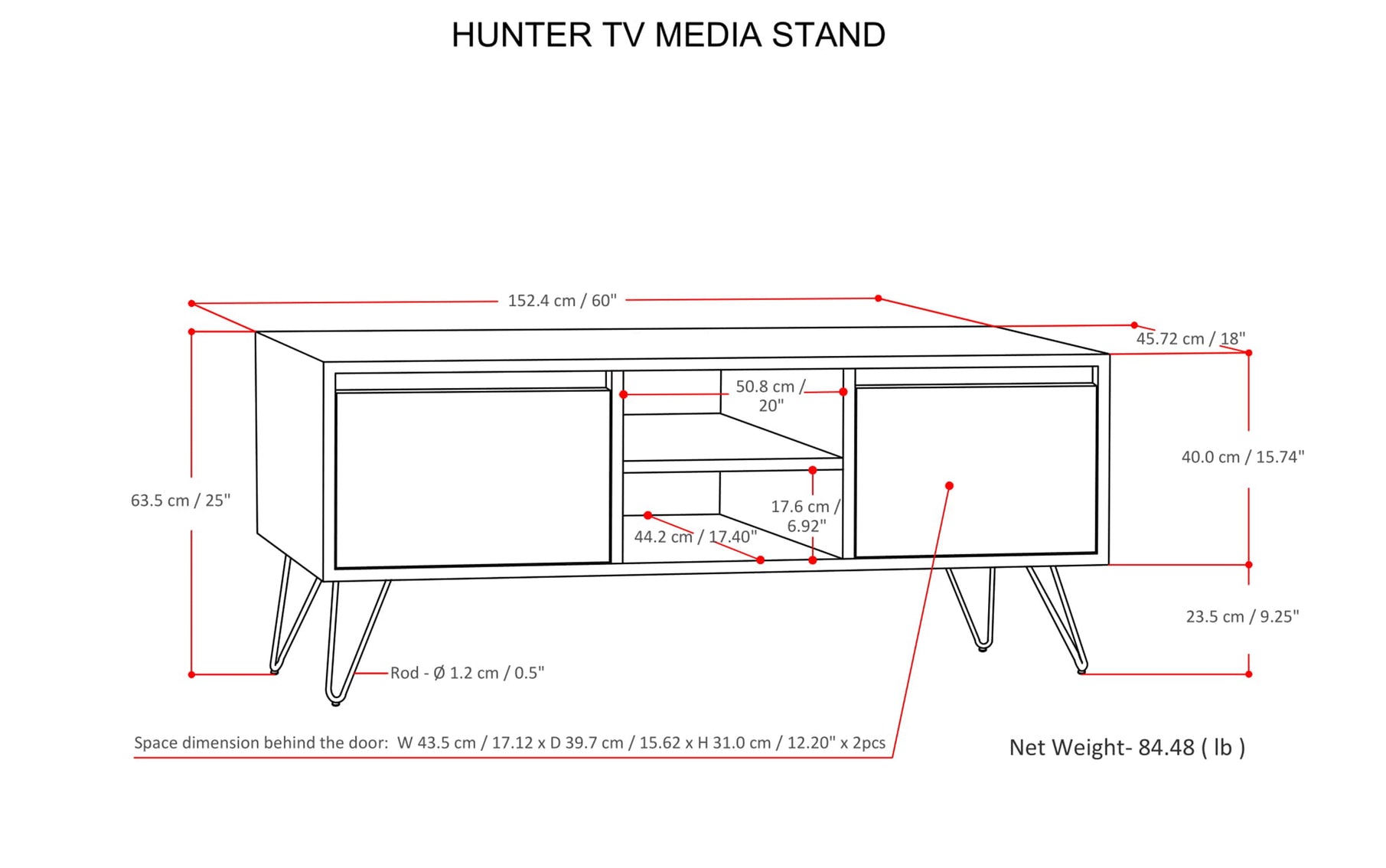 Oak Oak | Hunter 60 x 18 inch TV Media Stand in Natural Mango Wood for TVs up to 66 inches