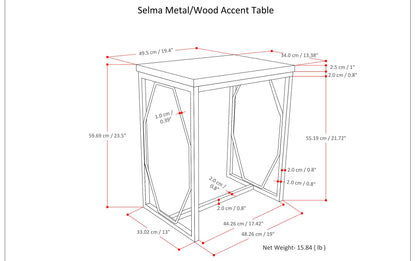White Wash | Selma Metal/Wood Accent Table in Natural and Gold