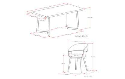 Light Grey Linen Style Fabric | Lowell 7 Piece Dining Set