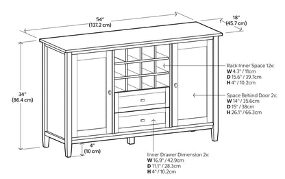 Warm Shaker Storage Cabinet with Wine Rack