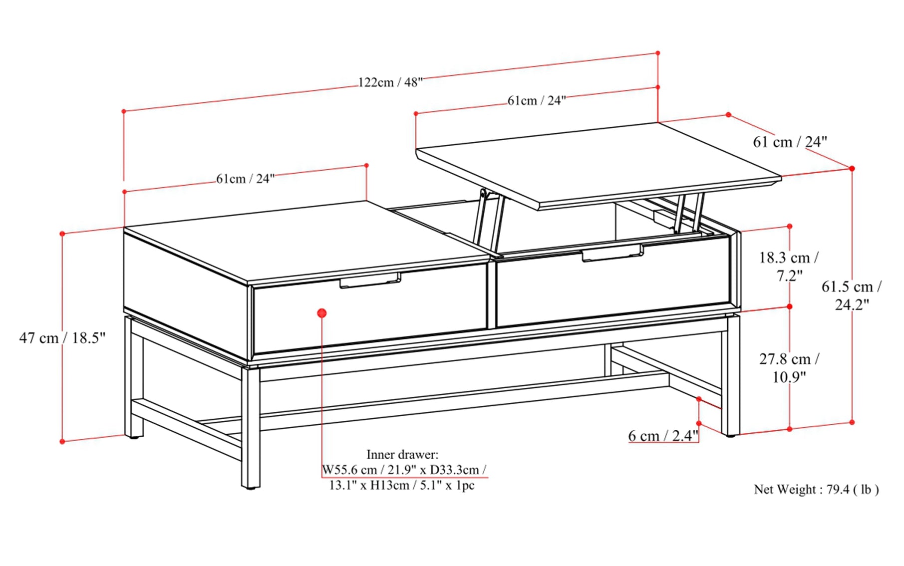 Banting Lift Top Coffee Table