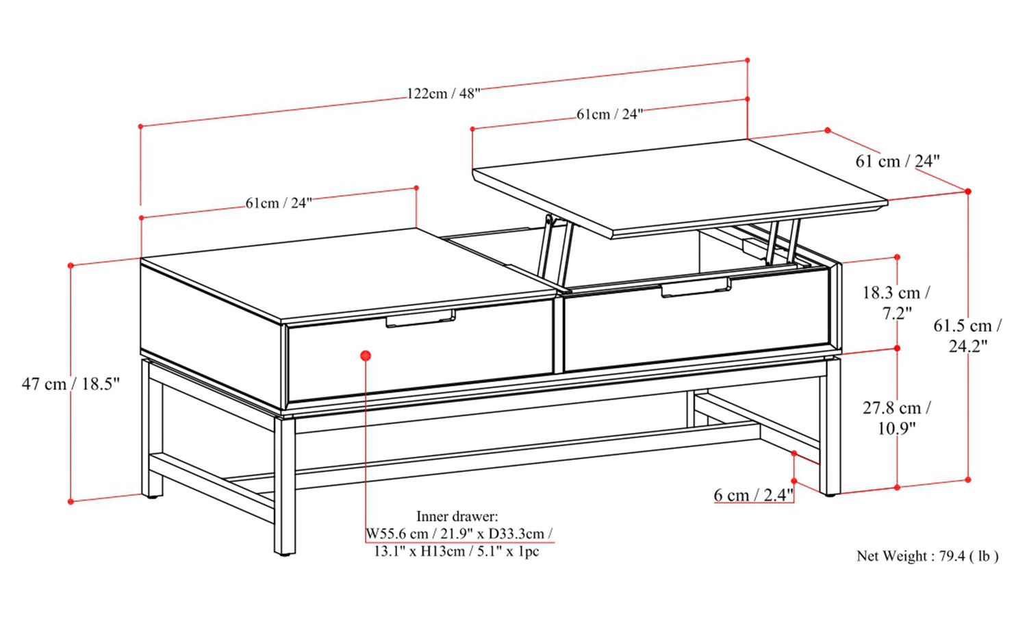 Banting Lift Top Coffee Table