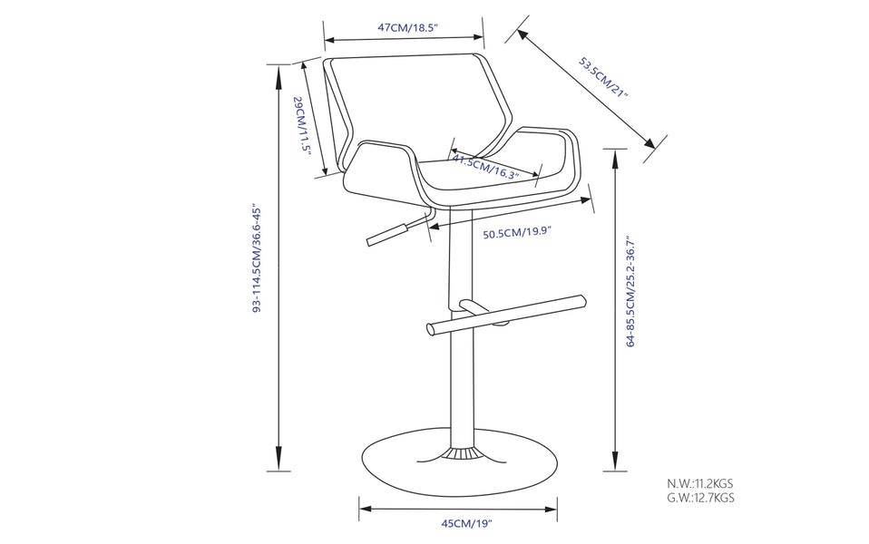 Dixie Adjustable Swivel Bar Stool