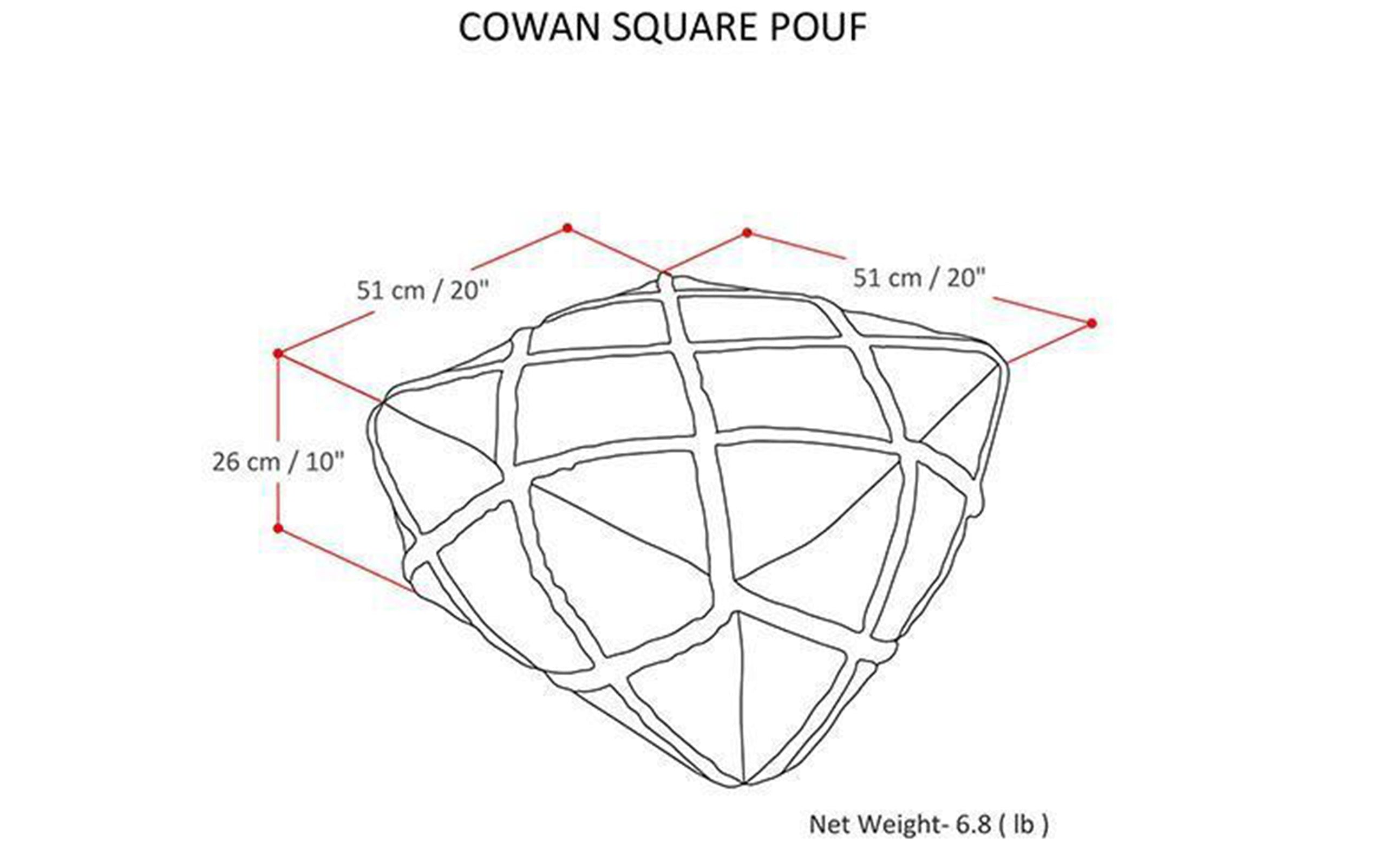 Grey and Natural | Cowan Square Pouf