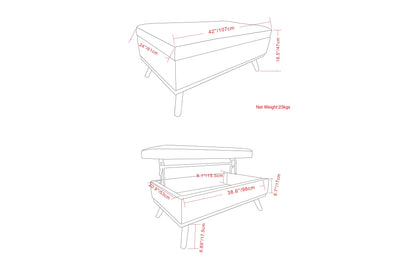 Distressed Grey Distressed Vegan Leather | Owen Lift Top Large Coffee Table Storage Ottoman