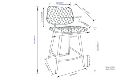 Charcoal Linen Style Fabric | Raya Counter Height Stool (Set of 2