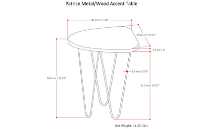 Dark Brown | Patrice Metal/Wood Accent Table in Natural and Gold