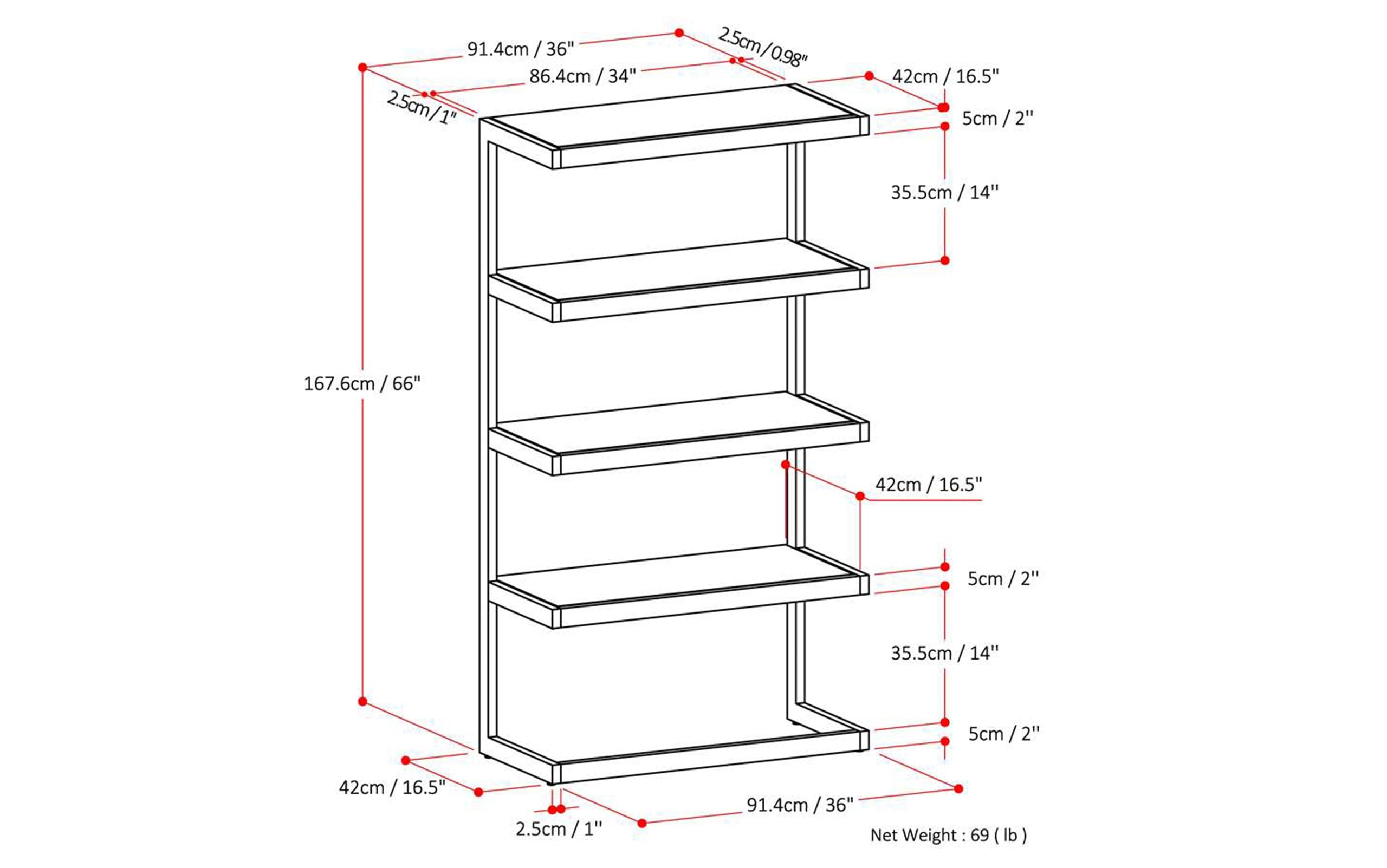 Distressed Charcoal Brown | Erina Bookcase