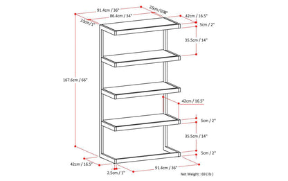 Distressed Charcoal Brown | Erina Bookcase
