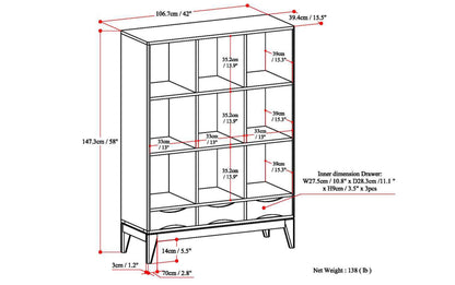 Teak Brown | Harper 58 x 42 inch Cube Storage with Drawers