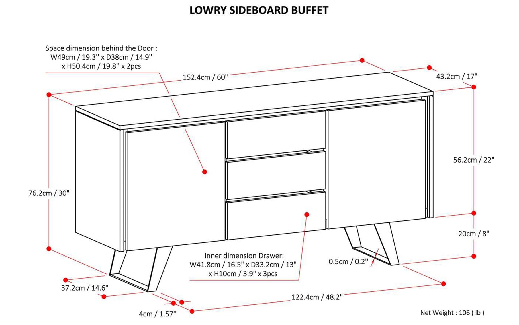 Walnut Walnut | Lowry Sideboard Buffet